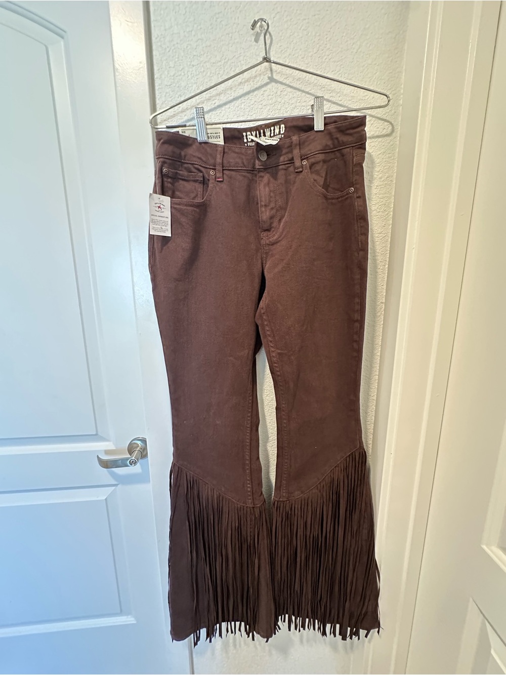Idyllwind Miranda Lambert Brown Fringe Flare Jeans Size 4 34L NWT